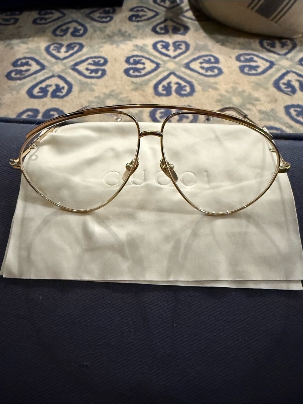 Gucci Gold Metal Aviator Women's Glasses